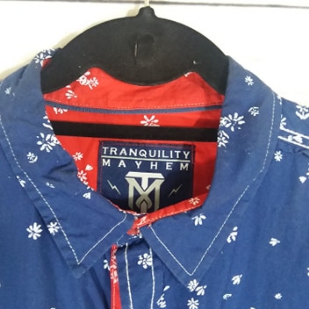 Tranquility & Mayhem Button Down Blue Shirt - image 7